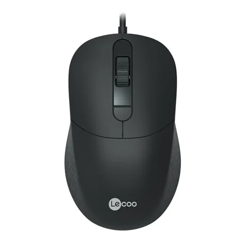 MS102 USB Kablolu 2400DPI 4 Tuşlu Mouse -Sessiz PC, Mac, Dizüstü Bilgisayar için, Windows, Linux ve Mac ile Uyumlu Sağ ve Sol Elle Kullanıma Uygun, 99gr Hafif Optik Mouse Siyah