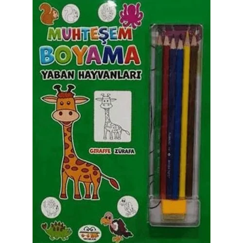 Muhteşem Boyama - Yaban Hayvanları + 6lı Boya Kalemi