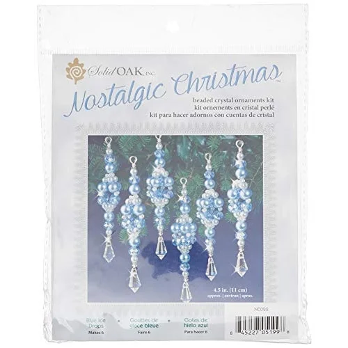 Nostalgic Christmas Beaded Crystal Ornament Kit-Blue Crystal Ice Drops -NCHBOK-022