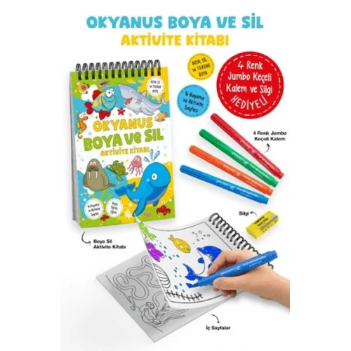 Okyanus - Boya ve Sil Aktivite Kitabı / 3 Yaş +