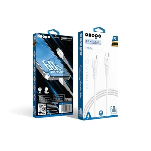 Onopo Android Uyumlu Type-C To Type-C PD 25W Hızlı Şarj ve Data Kablosu 100CM - P5 | 25W Hızlı Şarj | 480Mbps Veri Transferi | 2 Yıl İthalatçı Garantisi