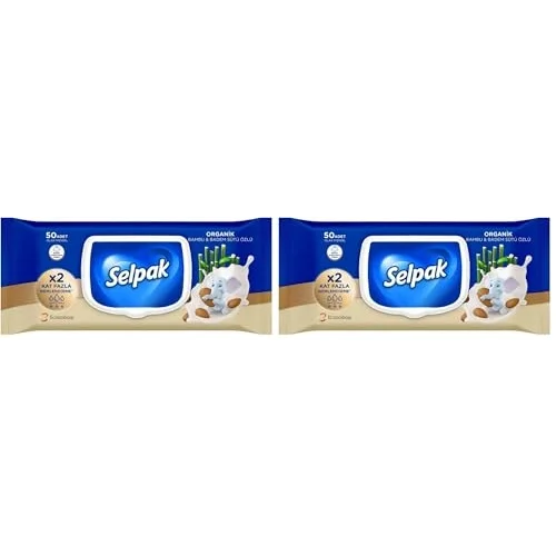 Organik Bambu Badem Sütlü Islak Mendil 1x50 2li paket