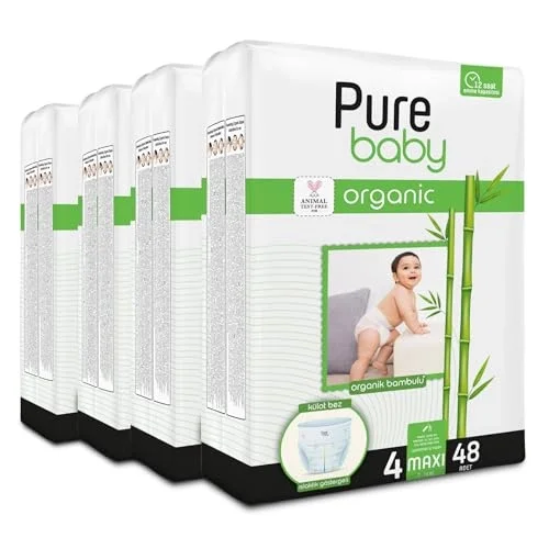 Organik Bambu Özlü Külot Bez 4Lü Paket 4 Numara Maxi 192 Adet
