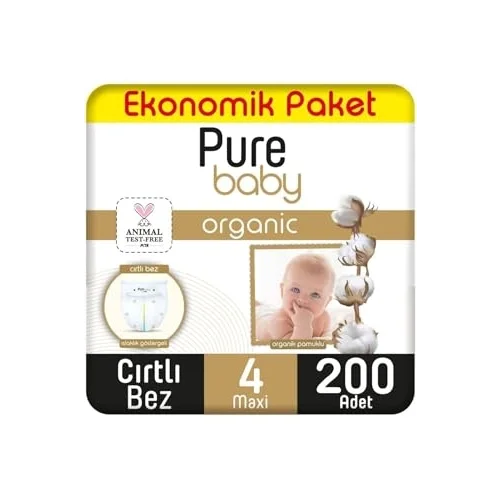 Organik Pamuklu Cırtlı Bez Ekonomik Paket 4 Numara Maxi 200 Adet