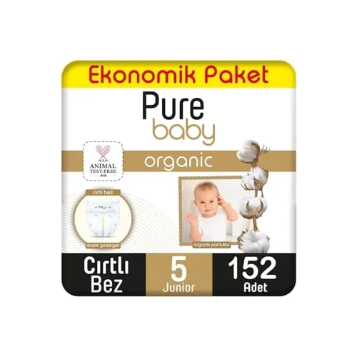 Organik Pamuklu Cırtlı Bez Ekonomik Paket 5 Numara Junior 152 Adet