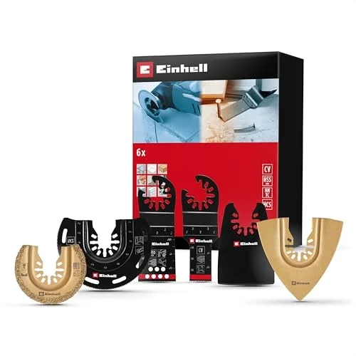 Orijinal Einhell 6 Parça Multitool Seti (Dalma, HCS Yarım Daire, CrV Dalma, Karbür Uçlu Yarım Daire Testere Bıçağı, Karbür Delta Rasp, Esnek Spatula – Open Back bağlantılı) - 49708106