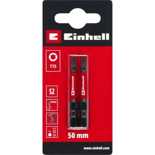 Orijinal Einhell Darbeli Bit Seti, 2 Parça, 50 mm, T15 (S2 Çelik, Torsiyon Bölgesi, Verimli Güç Aktarımı, Kırmızı Renk Halkası, E 6.3 Sap) - 49131230