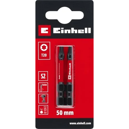 Orijinal Einhell Darbeli Bit Seti, 2 Parça, 50 mm, T20 (S2 Çelik, Torsiyon Bölgesi, Verimli Güç Aktarımı, Kırmızı Renk Halkası, E 6.3 Sap) - 49131240