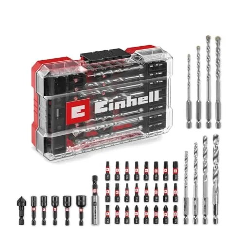 Orijinal Einhell M-CASE 39-Parça Darbeye Dayanıklı Uç Seti (25 mm Uçlar, Metal Matkap Uçları, Çok Amaçlı Matkap Uçları, 60 mm Uç Tutucu, Lokma Anahtar, Havşa Ucu, Saklama Kutusu Dahil) - 49108763