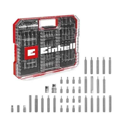 Orijinal Einhell XL-CASE Otomotiv Bit Seti – 40 Parça (10 mm Altıgen Saplı CrV Çelik Power Bitler, 10 mm Altıgen 3/8 ve 1/2 Kare Lokma Adaptörleri, Saklama Kutusu Dahil) - 49109032 | 30 ve 75 mm...