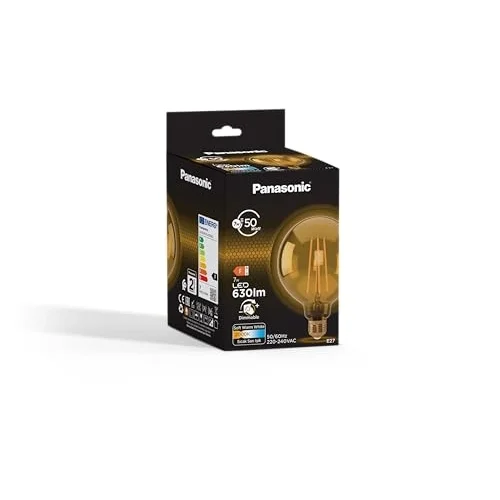 Panasonic E27 Dim Edilebilir Filaman G95 Lamba 7W 630LM 2000K Gold