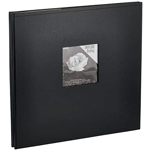 Pioneer 30cm by 30cm Snapload Sewn Leatherette Frame Cover Memory Book, Black