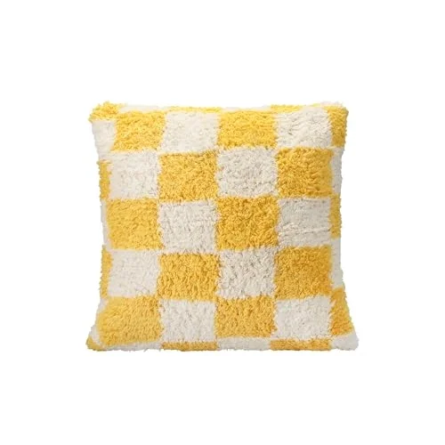Pop Plaid Dokuma Yastık Sarı 45x45cm