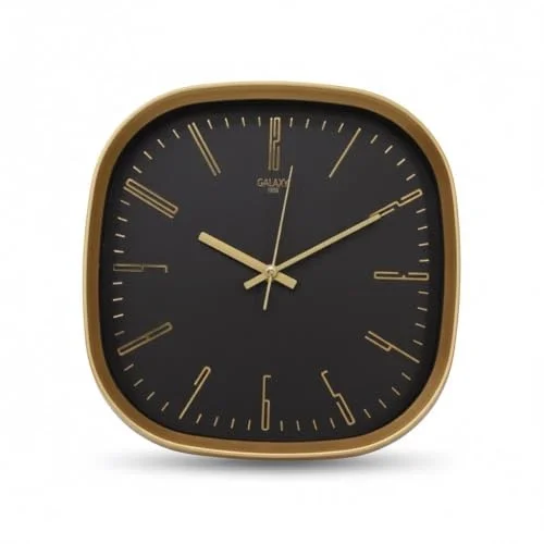 Premium Serisi ABS Kasa Duvar Saati Oval 30 CM Gold-Siyah Klasik Kadran