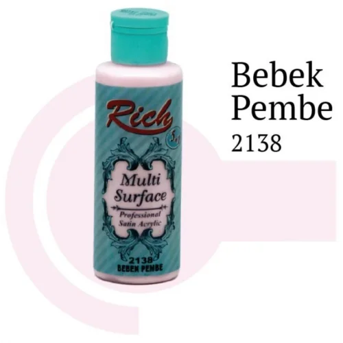 Mey İthalat® Rich Multi Surface 2138 Bebek Pembe Akrilik Boya 120 cc