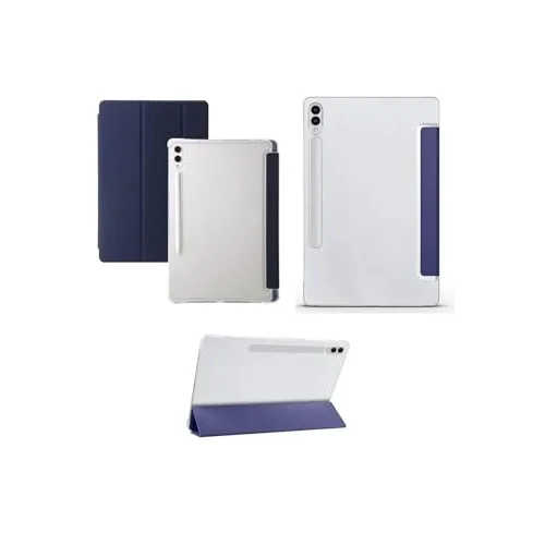 Samsung Galaxy Tab S9 Fe Plus 12.4 ile Uyumlu Kılıf Standlı Katlanabilir Uyku Modlu Akıllı Kapak Case - Lacivert