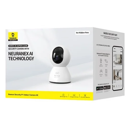 Security P1 İç Mekan Wi-Fi Kamera, AI Algılama, 360° Pan, Gece Görüşü, 256 GBa Kadar MicroSD ve Google ve Alexa ile Çalışır,Yapay Zeka Hareket Algılama,Bebek Ağlaması Algılama,Çift Yönlü Ses