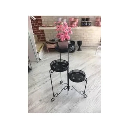 Siyah 3 Lü Ferforje Çiçeklik