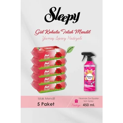 Sleepy 250 Adet Gül Kokulu Islak Havlu, Orkide Oda Kokusu Hediyeli
