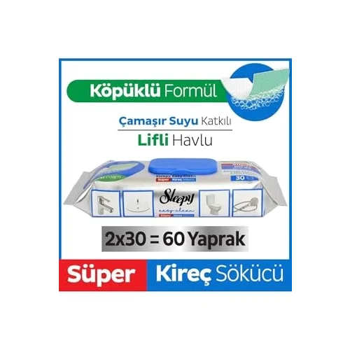 Sleepy Easy Clean Süper Kireç Sökücü Havlu 2X30 (60 Yaprak)