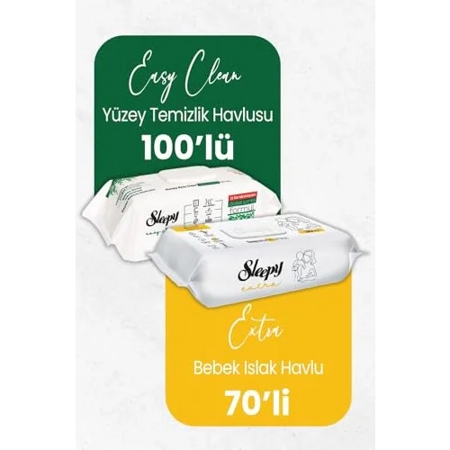 Sleepy Extra Islak Bebek Mendil 70 li ve Temizlik Havlusu 100 lü