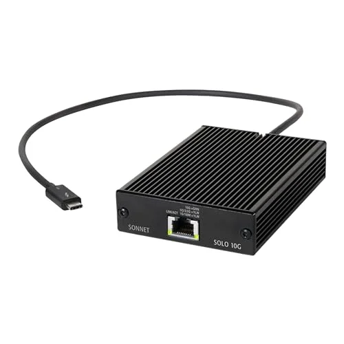 Solo 10 G Thunderbolt 3 Ethernet Adaptörü 10 Gbase, Siyah