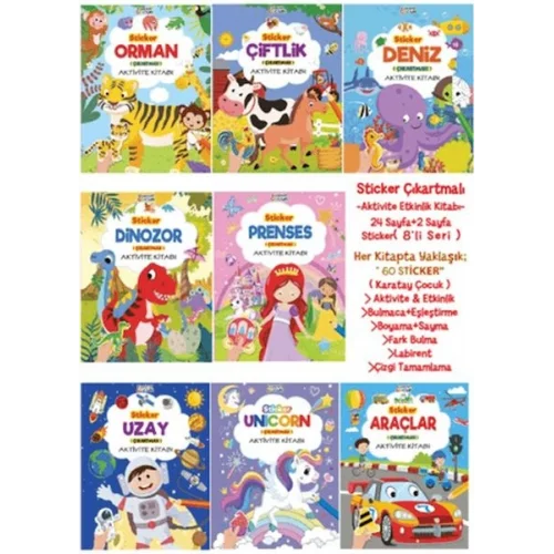 Sticker Çıkartmalı Aktivite Kitabı (8 Seri)