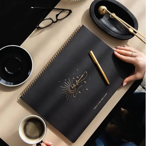 Süresiz Haftalık Spiralli Masaüstü Planlayıcı 24x34 cm - Desk Planner Siyah