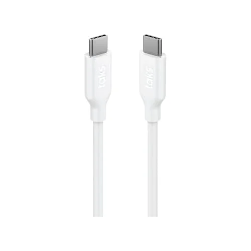 taks USB-C - USB-C 120cm 60W PD/QC Hızlı Şarj/Data Kablosu Beyaz
