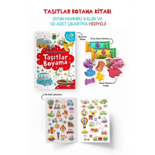 Taşıtlar Boyama Kitabı - Oyun Hamurlu - 3 Yaş +
