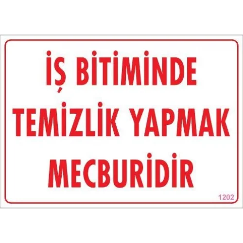 Mey İthalat® Temizlik Düzen Uyarı Levhası 25x35 KOD:1202