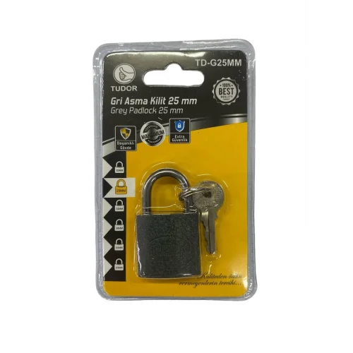 Mey İthalat® Tudor 25 mm Kısa Gri Asma Kilit