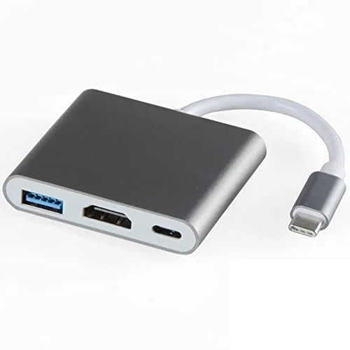 Type-c 3in1 Hdmi 4K Usb 3.0 Görüntü Veri Aktarımı Sağlar Usb Adaptör Notebook ve Macbook ile Uyumlu TC-23