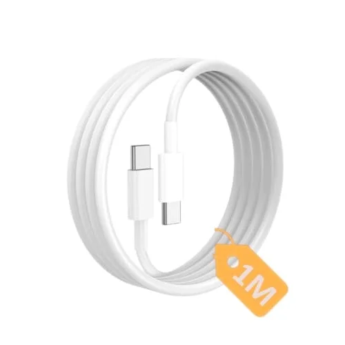 Type C-C Hızlı Şarj Kablosu, 60Watt PD, 1Metre, TPE Dış Yüzey, iPhone 15/16 ve Android İçin (1Ad x 1Metre Açık Gri)
