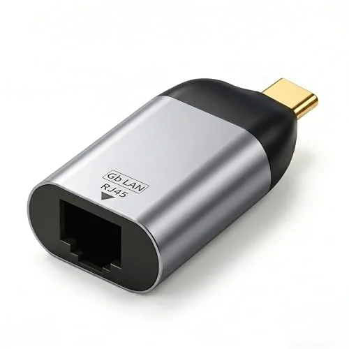Type-C to Ethernet Çevirici Mini Adaptör - 1000 Mbpse Kadar Hız - USB-Cden RJ45 Gigabit LAN Dönüştürücü - Alüminyum Gövde - Windows/macOS/Linux Uyumlu - Tak Çalıştır