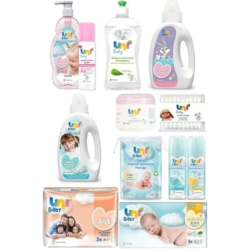 Uni Baby Bebek Bakım Seti 12 Parça, Tek Ebat