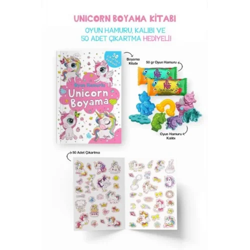 Unicorn Boyama Kitabı - Oyun Hamurlu - 3 Yaş