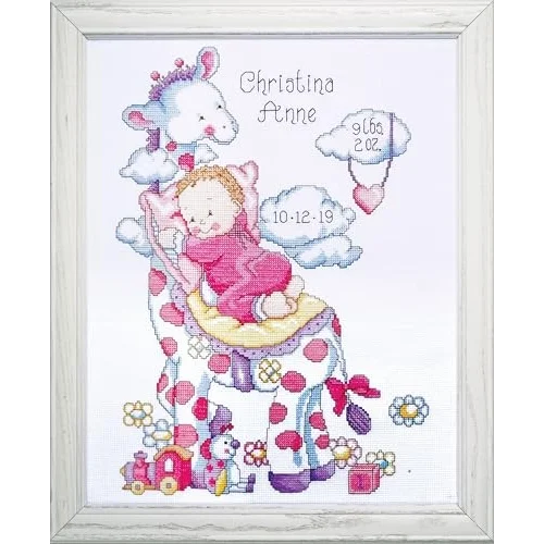 USA ürün – zürafa Birth kayıt Counted Cross Stitch Kit-11 x14 14 Count