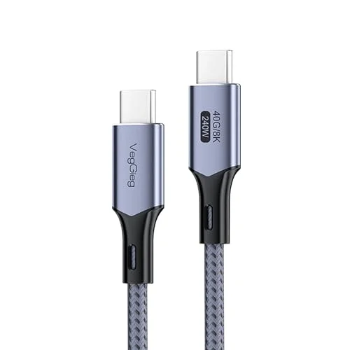 USB 4.0 E-Mark 240W 40Gbps Thunderbolt 4 8K 60Hz Type-C Görüntü Hızlı Şarj ve Data Kablosu 50 CM