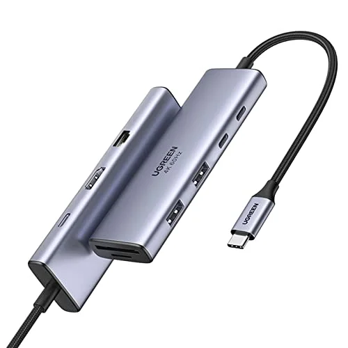 USB C Hub USB C/USB A Port, 4k 60Hz HDMI, PD 100W, Ethernet, SD/TF Card Slots Adapter