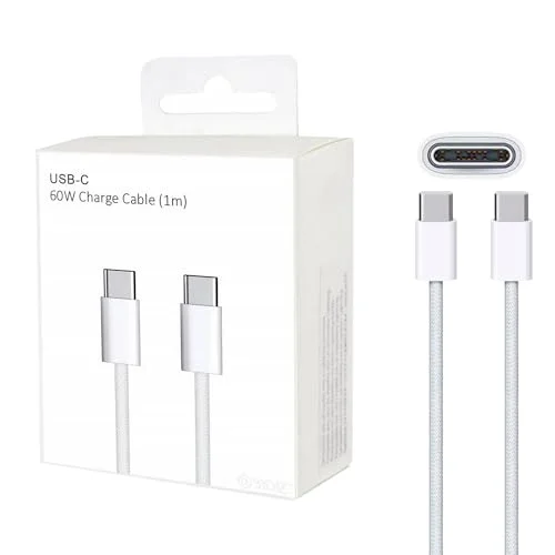 USB-C to USB-C Hızlı Şarj Kablosu Type-C 60W PD, 1m Örgülü Şarj Kablosu; iPhone 15 16 17 Pro Max, Samsung S24 S23 Ultra, iPad Pro ve USB-C Cihazlarla Uyumlu - Bydiz