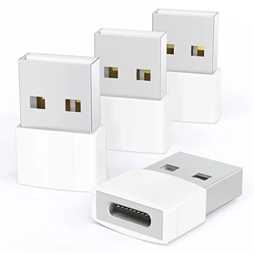 USB - USB C Adaptörü 4 Paket, Tip C Dişi - USB Erkek Dönüştürücü Güç Şarj Kablosu Adaptörü MagSafe Apple Watch Serisi 10/SE/Ultra 2 iPhone 17 E Air Pro Max AirPods Pro ile Uyumlu, Beyaz