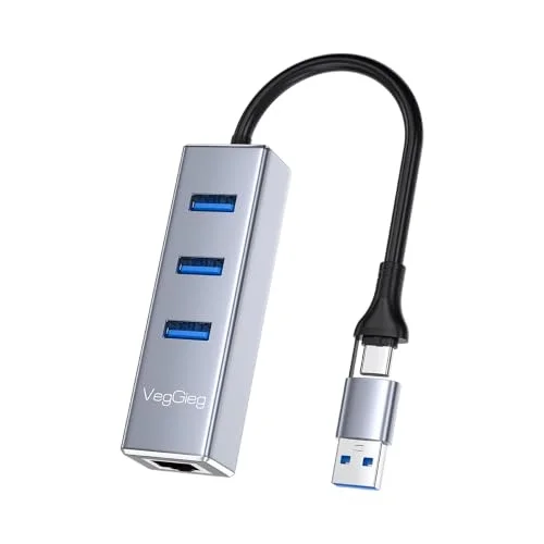 USB ve Type-C Gigabit Ethernet Adaptörü 3 Port USB 3.0 Çoklayıcı Hub