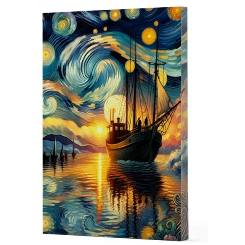 Van Gogh 2 - Gemi Çizgili Yan Boyamalı Defter