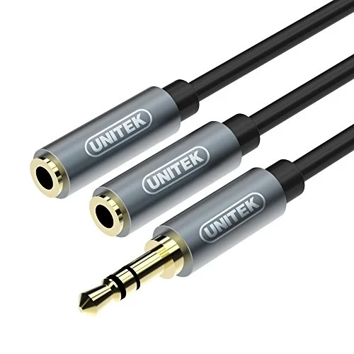 Y-C956ABK mini soket, 3,5 mm (M) - 2 x 3,5 mm (F) siyah