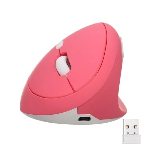 Y08 Dikey Kablosuz 2.4G Sessiz Şarjlı 6 Tuşlu Vertical Mouse 1600DPI 400mAh Pembe