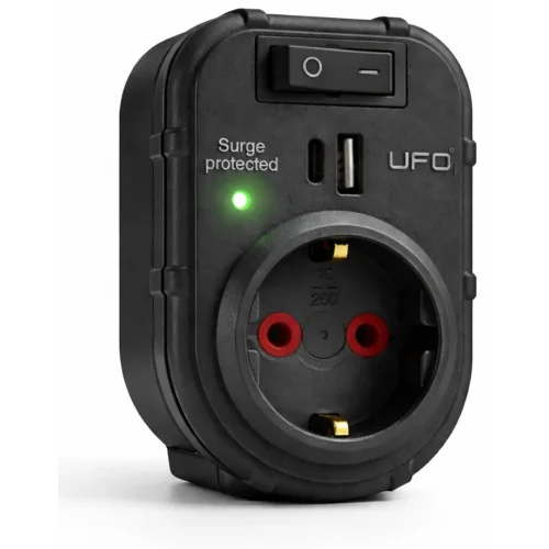 Yeni Tekli Akım Korumalı Priz, 5V 2,4A USB ve Type-C ile Hızlı Şarj, Anahtarlı Topraklı Priz, Sürekli Koruma, 16 A 250 V, Max 3500 W Aşırı Yük Koruması (Gri)