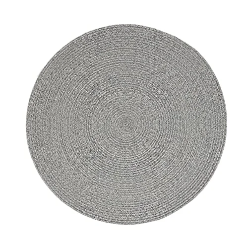 Yıkanabilir Gri Kırçıllı Pamuklu Halı Kilim Ø 80 cm