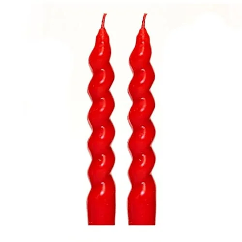 Yılbaşı 2li Twirl Glow Kırmızı Şamdan Mum Seti (18 cm)