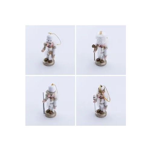 Yılbaşı Süsü Kurşun Asker Seti, 10 Cm, Beyaz 4 Adet
